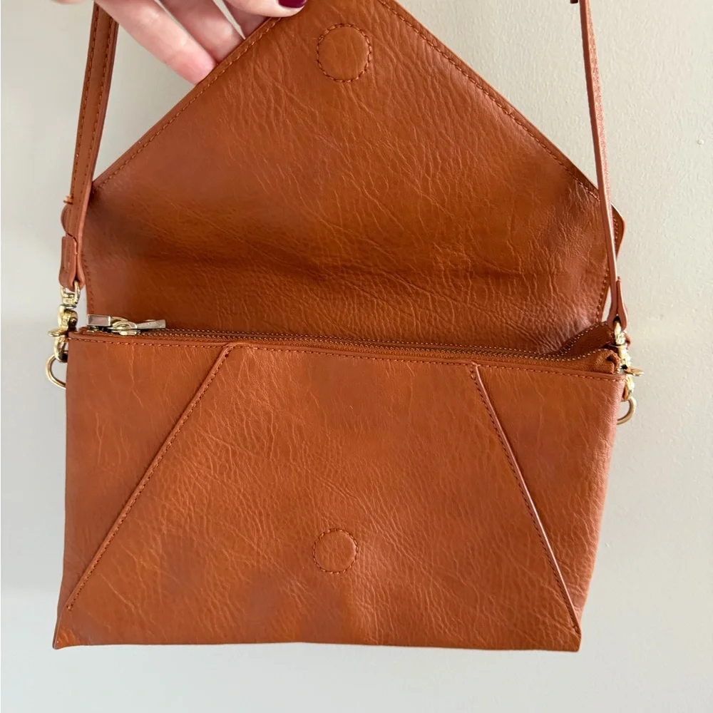 INC Women’s Boho Western‎ Crossbody Rustic Studded Purse Chic Cognac Bag